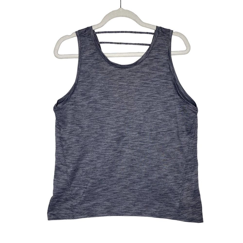 Athleta Space Dye Modern V-Back Workout Tank Top Strappy Pullover Gray Medium